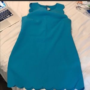 J. Crew cool blue scalloped shift dress